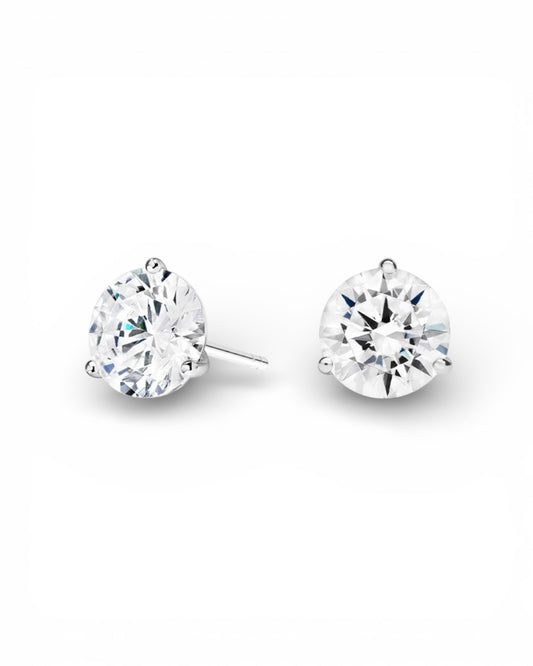 3-Prong - Natural Diamond Stud Earrings