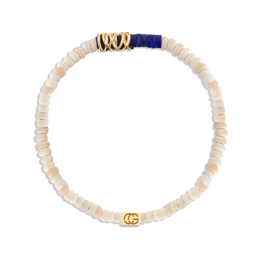 14k Gold Drizzle Bracelet - Lapis Lazuli, White Coconut